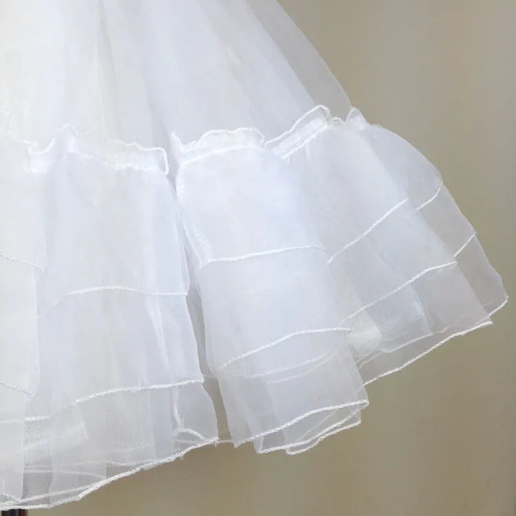 Organza Short Petticoat Lolita White/Black Layered Tutu Skirt for Women