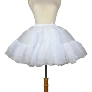 Organza Short Petticoat Lolita White/Black Layered Tutu Skirt for Women