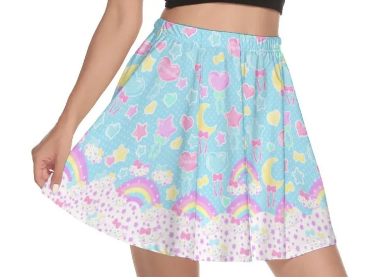 Pastel Party Blue Mini Skater Skirt