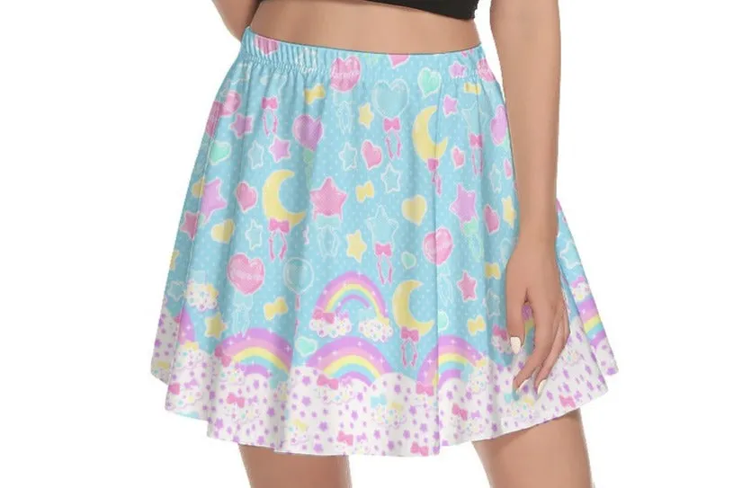 Pastel Party Blue Mini Skater Skirt