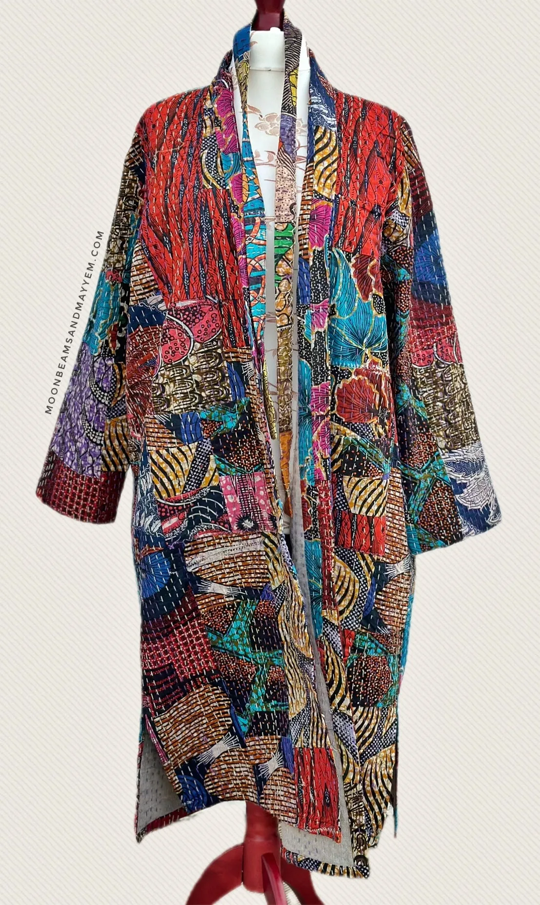 PATCHWORK FRIDA KANTHA COAT / DUSTER SIZE XL (OF134)