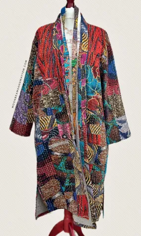 PATCHWORK FRIDA KANTHA COAT / DUSTER SIZE XL (OF134)