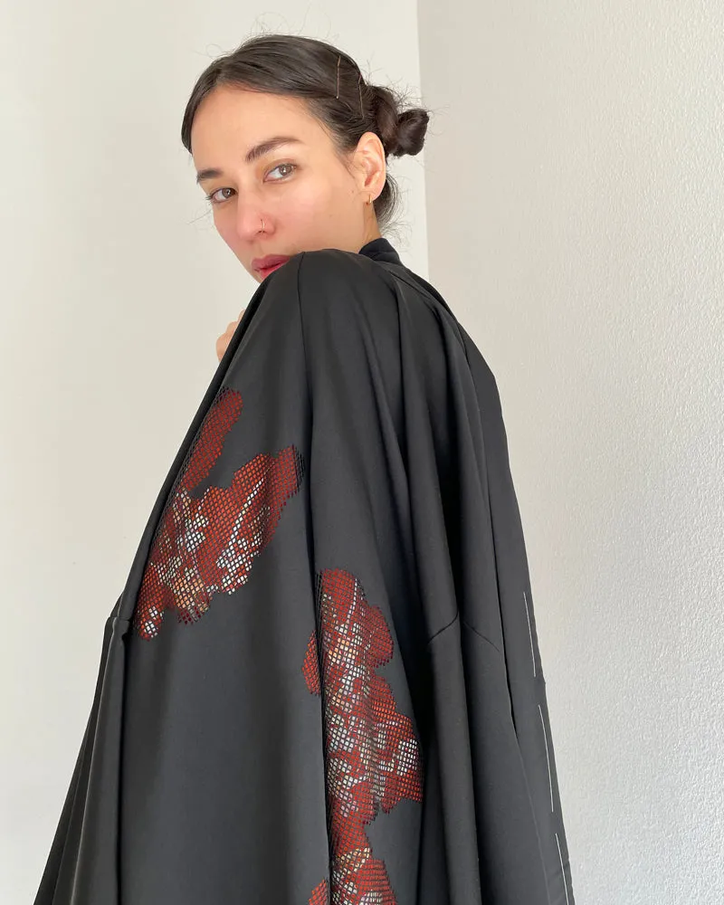 Peek-A-Boo Black Haori Kimono Jacket