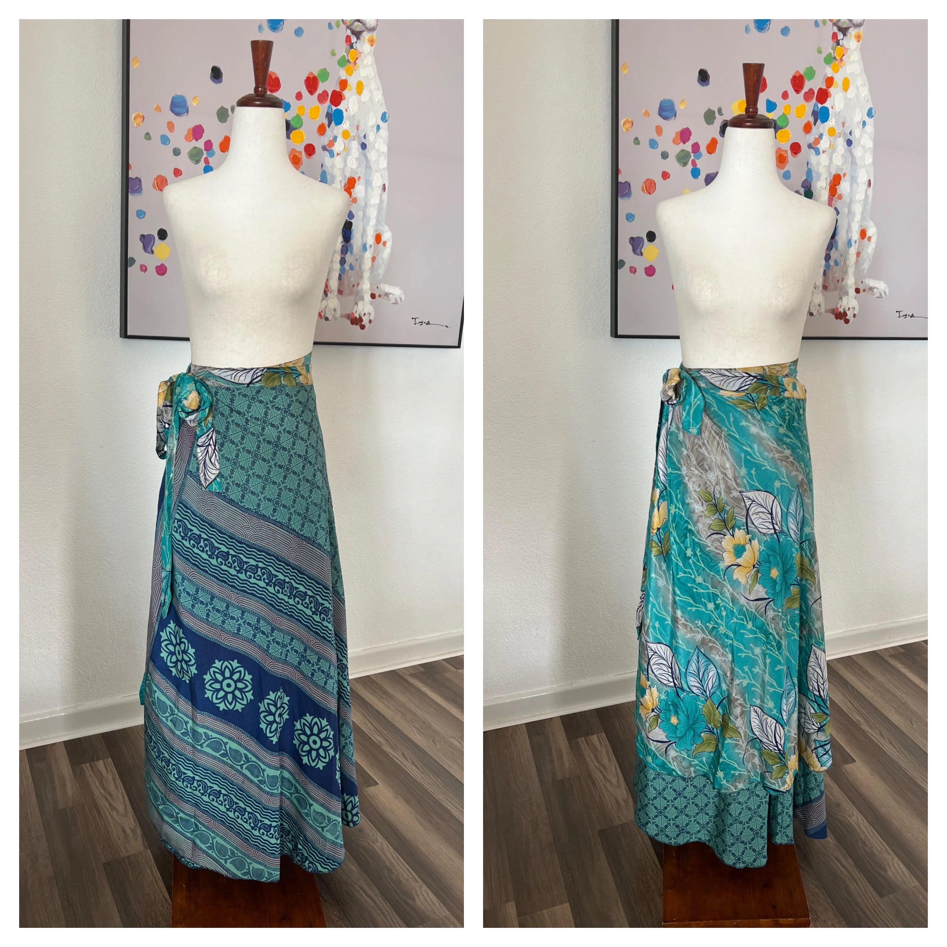 Petal Long Wrap Around Skirt Reversible