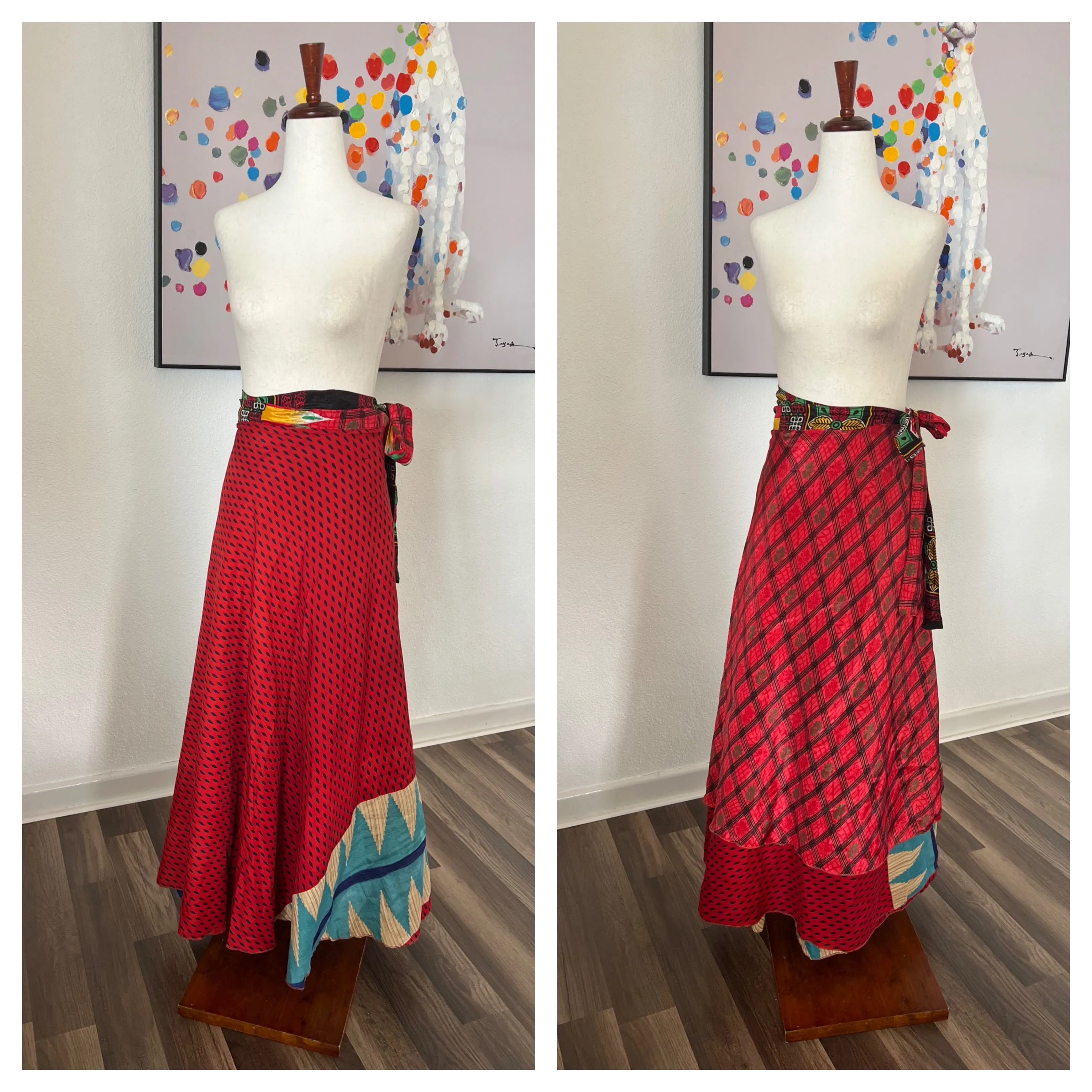 Petal Long Wrap Around Skirt Reversible