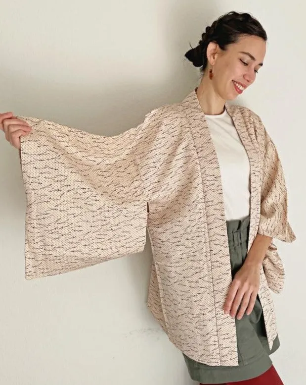 Pine Needle and Maple Embroidery Haori Kimono Jacket