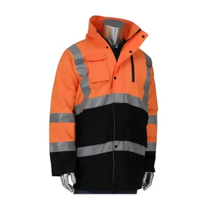 PIP 343-1750-OR/M ANSI Type R Class 3 Black Bottom Coat with Built-in Quilted Insulation