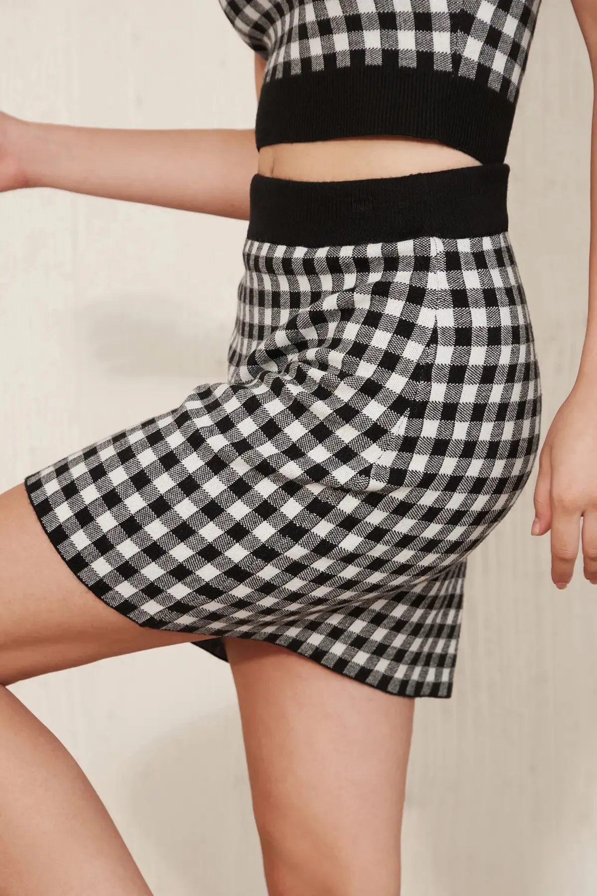 Plaid Elastic High Waist Sweater Skirt