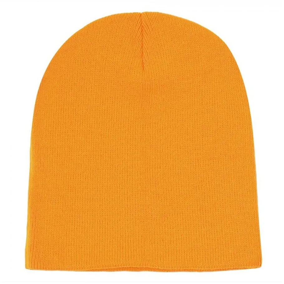 Plain 8.25" Short Knitted Beanie