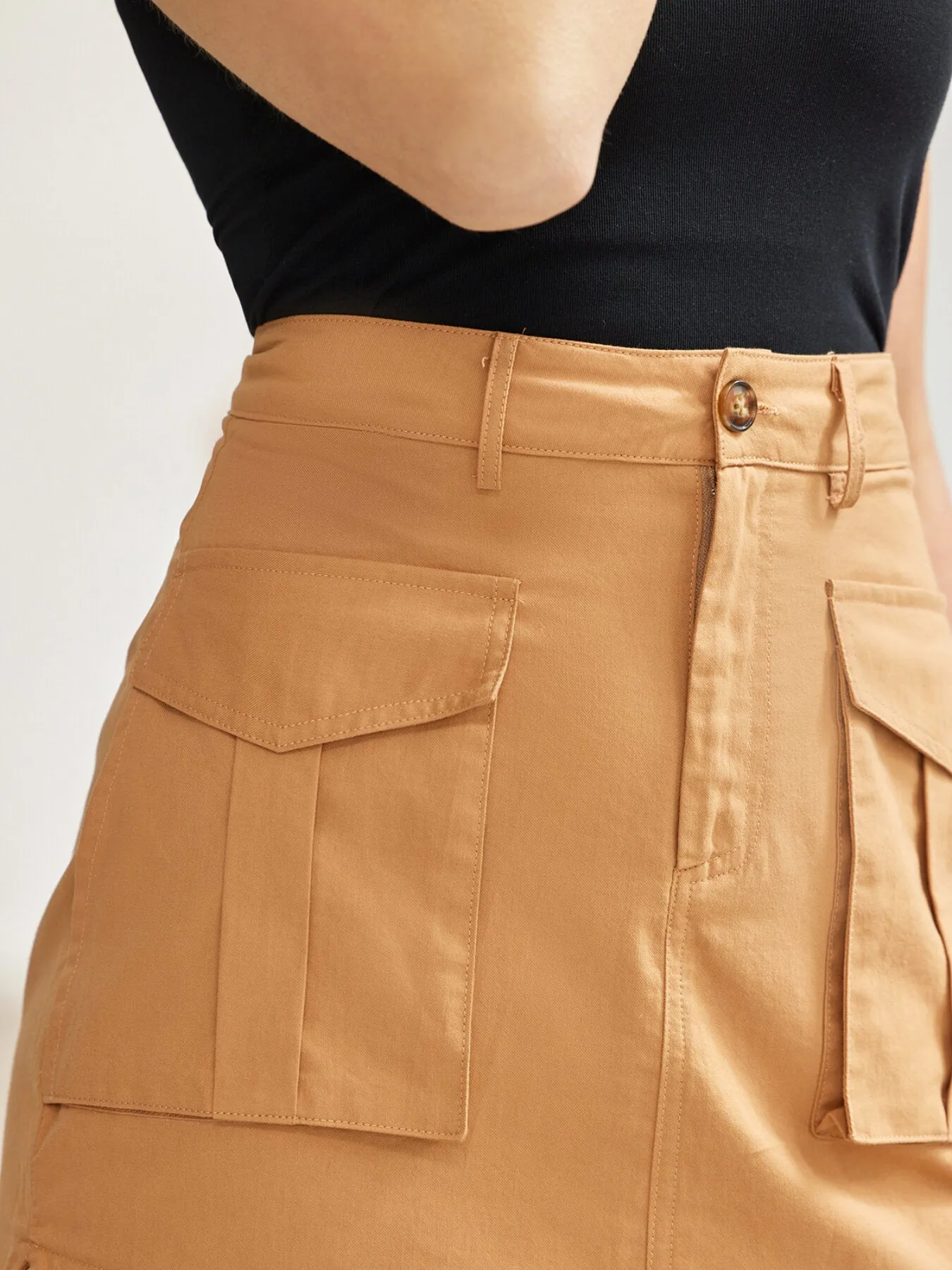 Pocket High Waist A line Mini Skirt