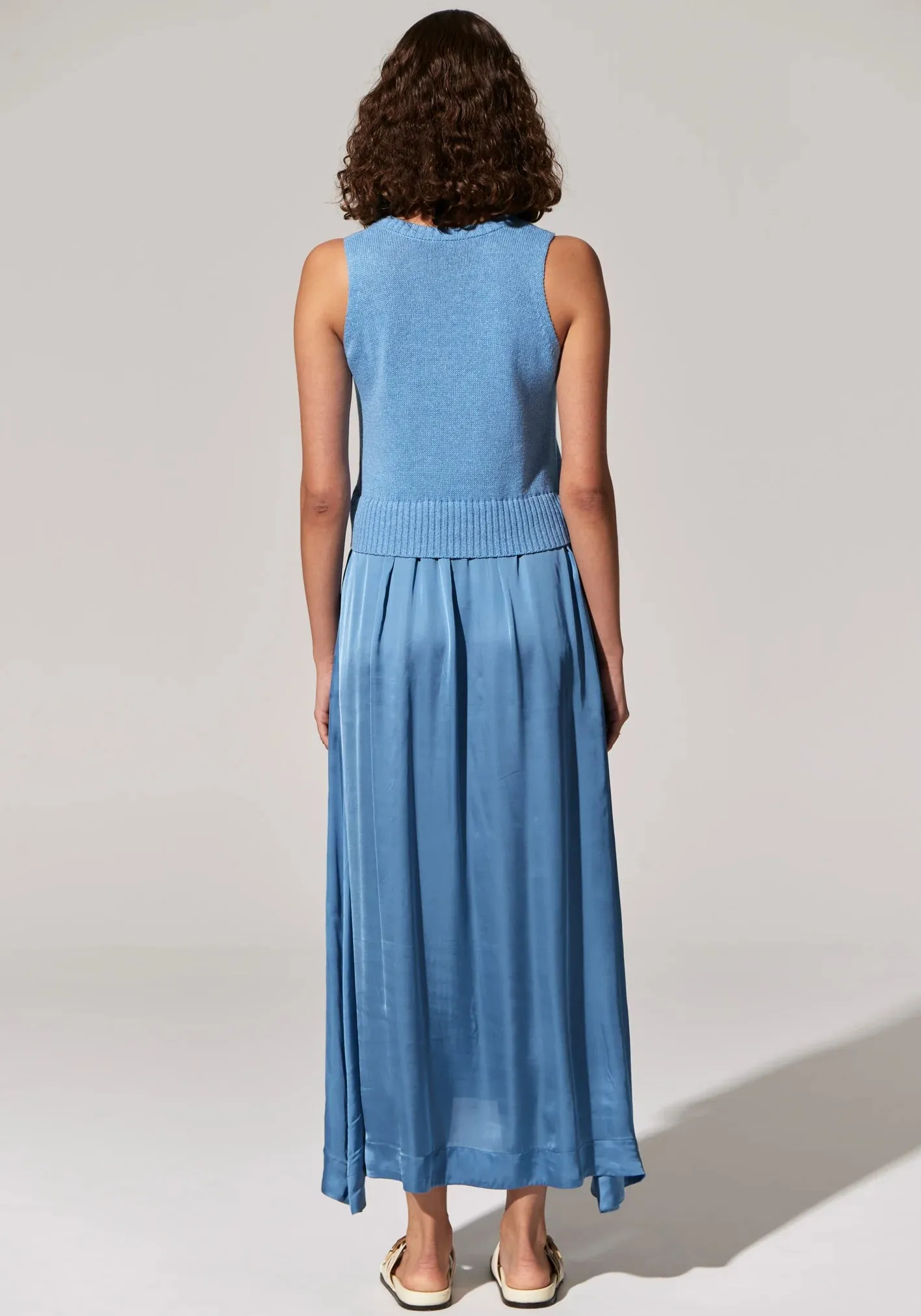 POL Estel Knit Tank Dress in Blue