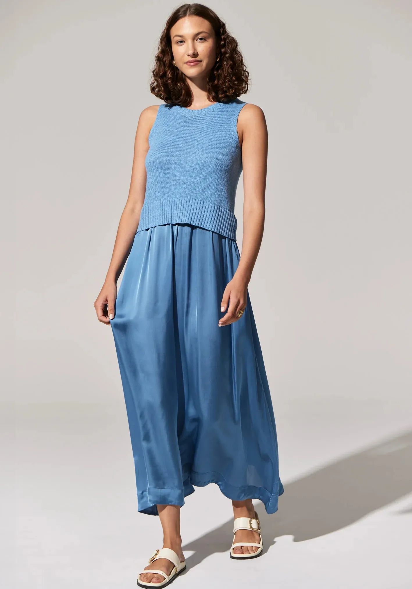 POL Estel Knit Tank Dress in Blue