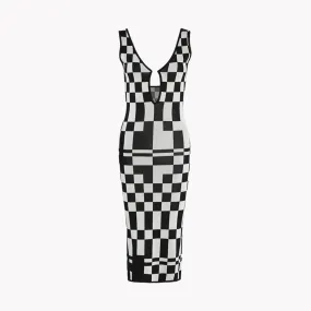 Pre Order:  Checkerboard Sleeveless Knit Dress