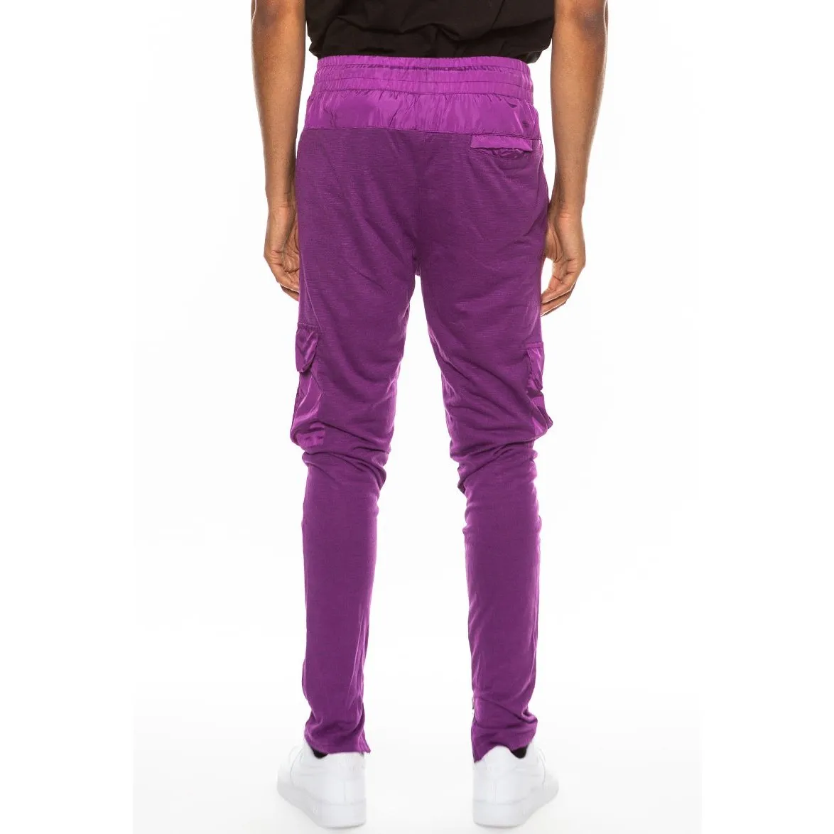 Purple Heathered Cotton Blend Joggers