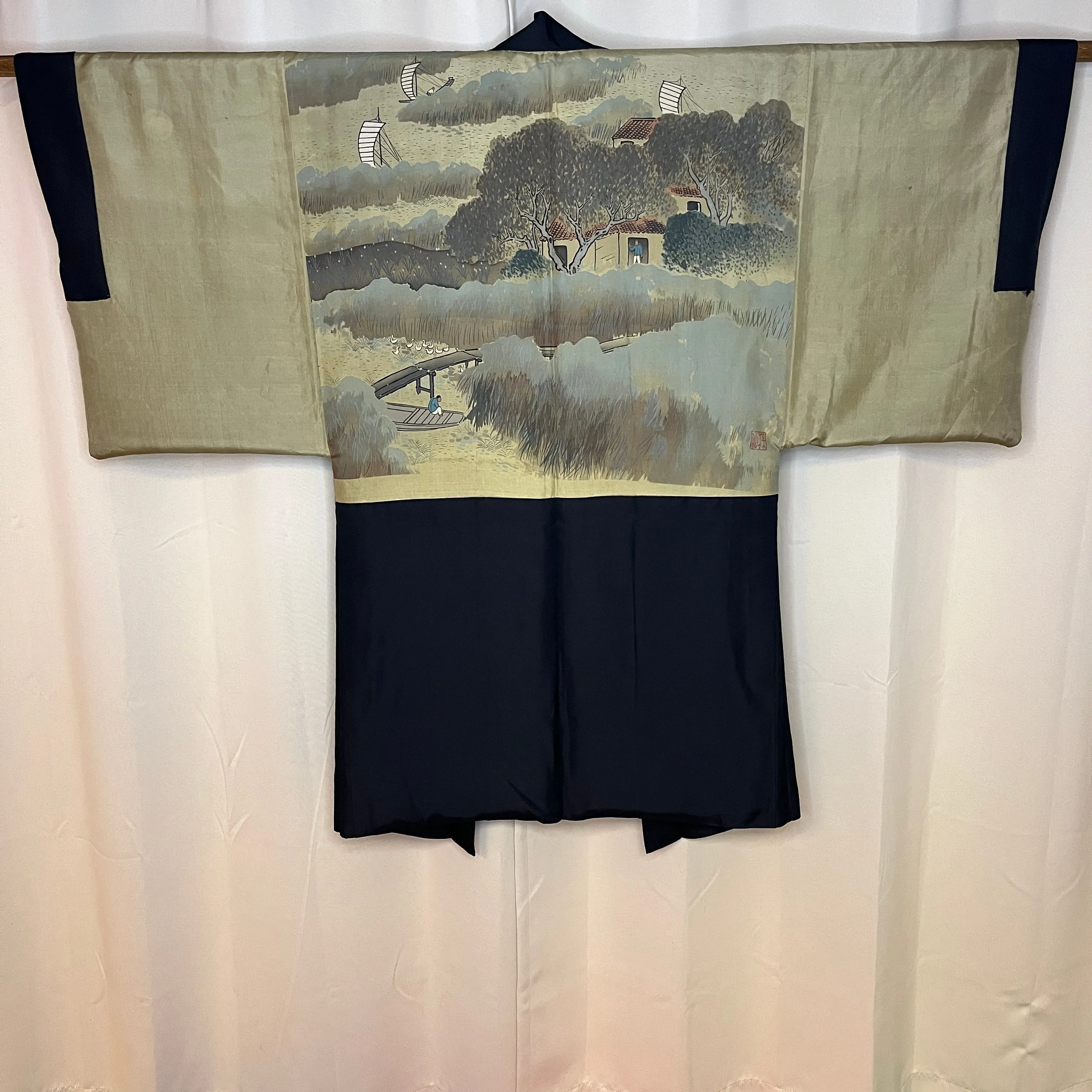 "House in the Bay" Vintage Man's Haori