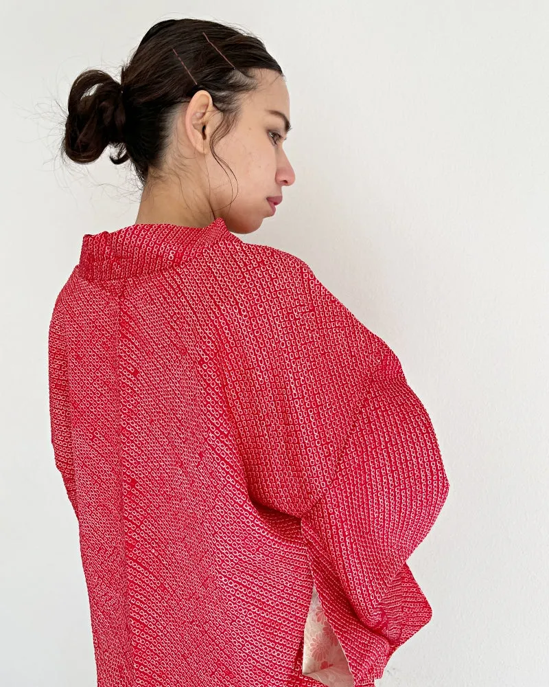 Raspberry pink Shibori Haori Kimono Jacket