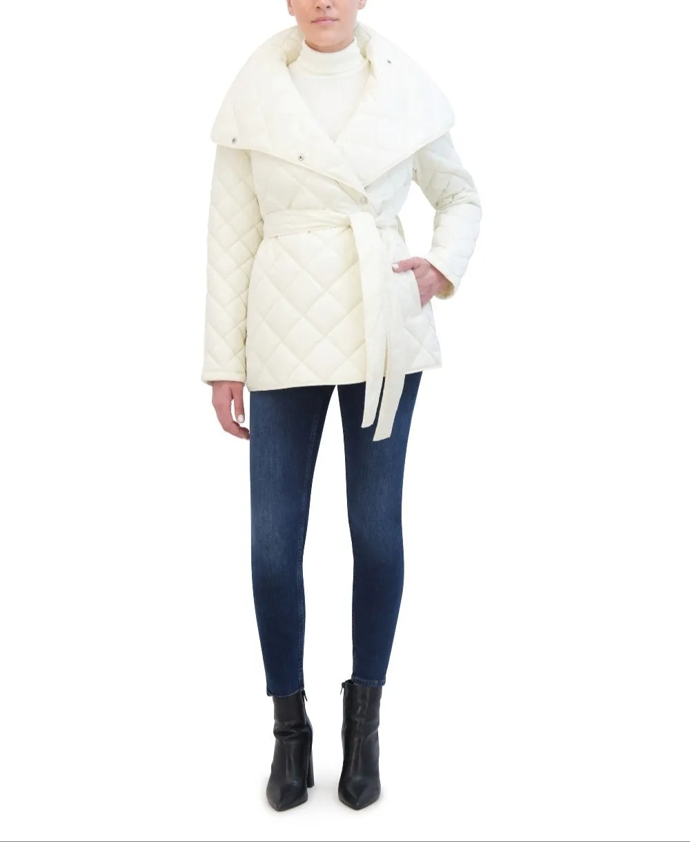 Rebecca Minkoff Women's Funnel Neck Quilted Wrap Jacket