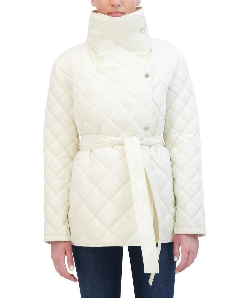 Rebecca Minkoff Women's Funnel Neck Quilted Wrap Jacket