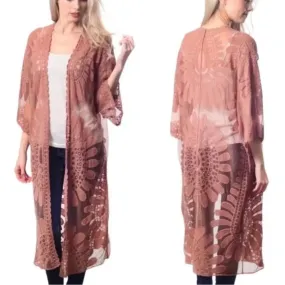 Rebellion Again Mauve Long Lace Kimono Duster