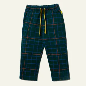 Recycled Cotton Grid Kid Jogger | Pine Green Multi