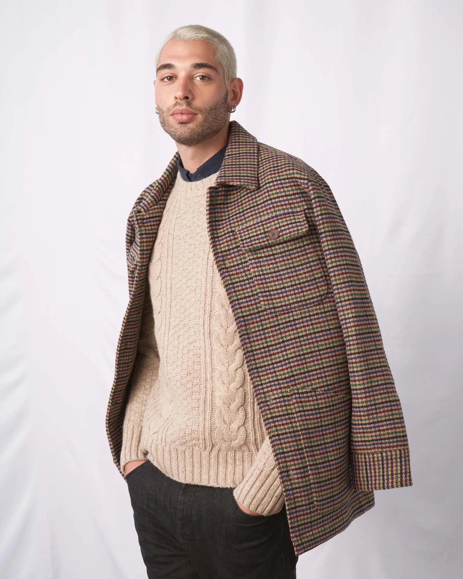 Recycled Houndstooth Coat