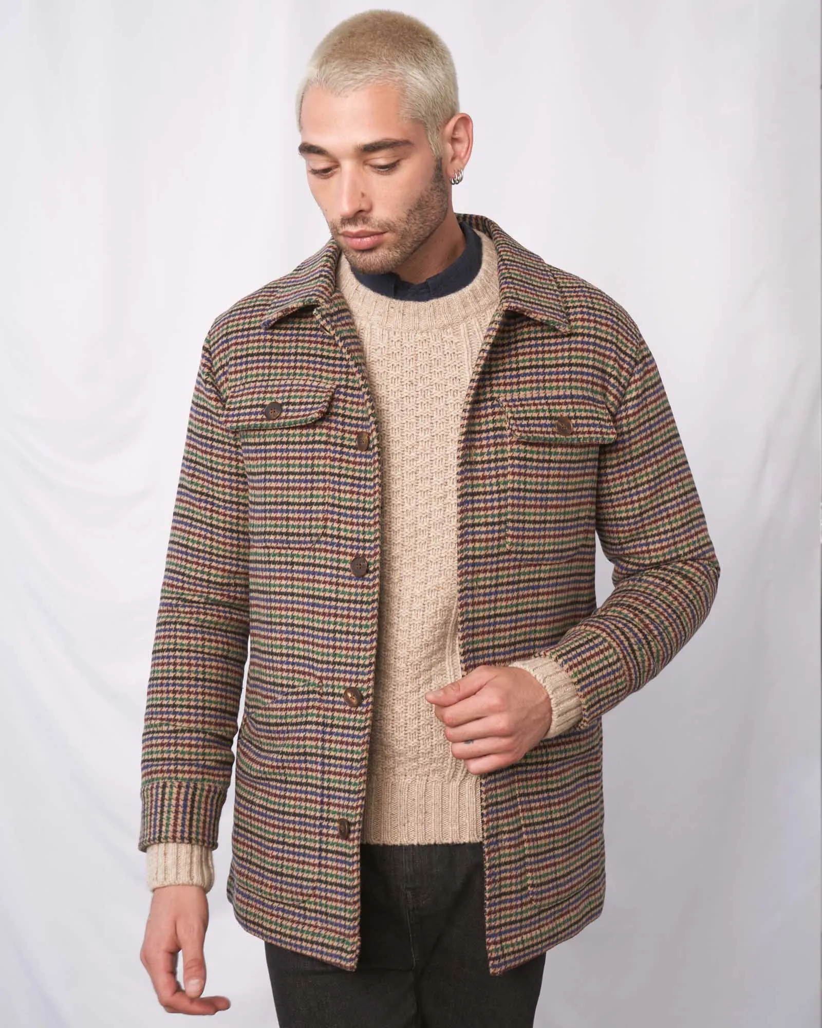 Recycled Houndstooth Coat