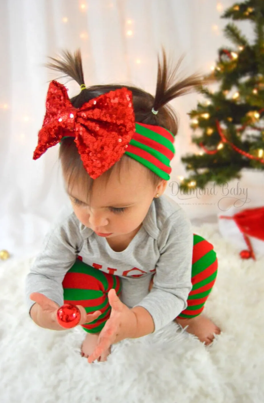 Red & Green Striped Christmas Leg Warmers, Baby Toddler