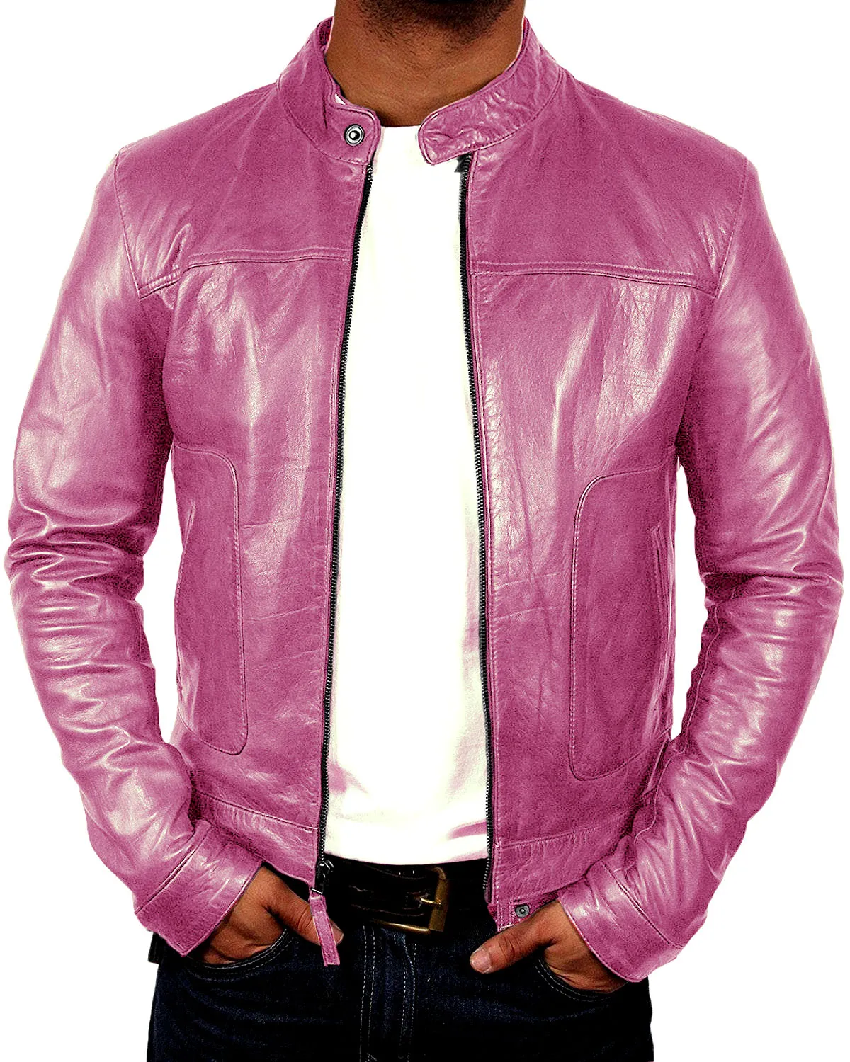 Red Biker Cafe Racer Premium Quality Leather Jacket