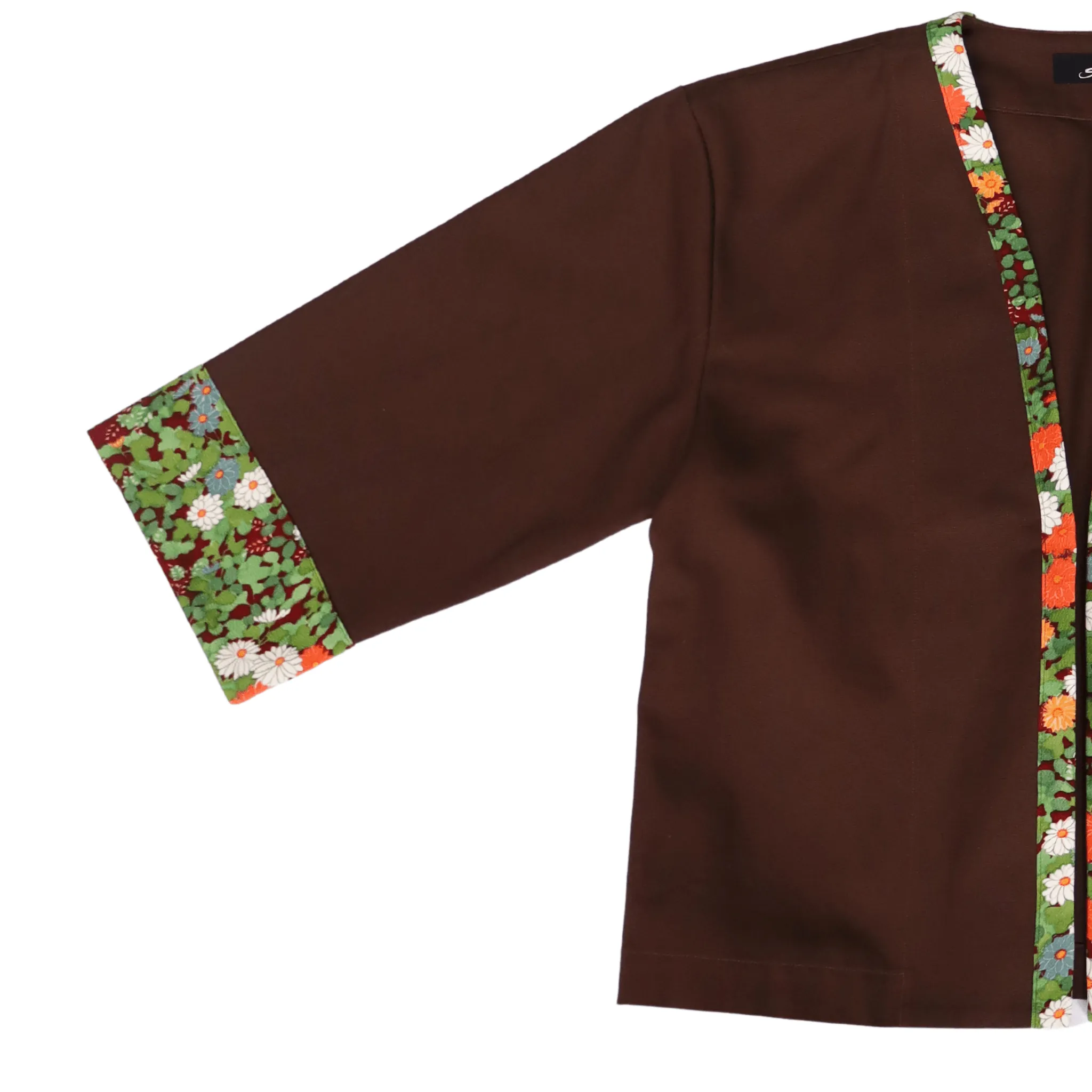 Red Flower-Kimono Jacket(Brown)