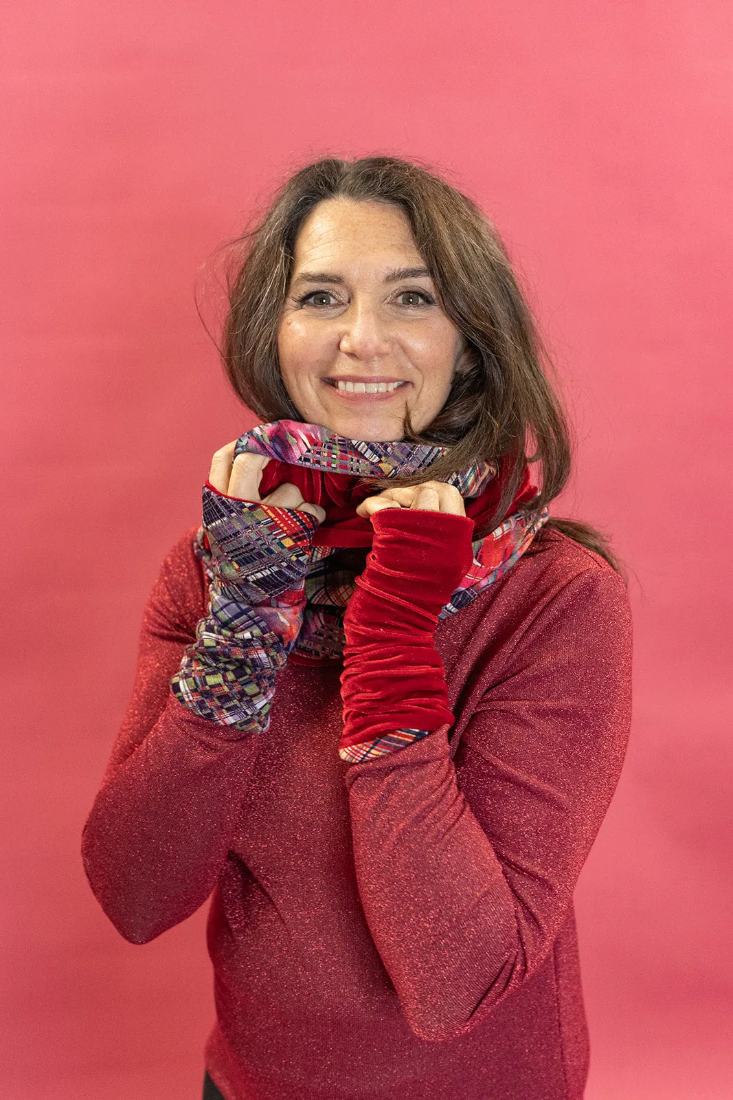 Reversible Hand Warmers in Red Plaid Patchwork