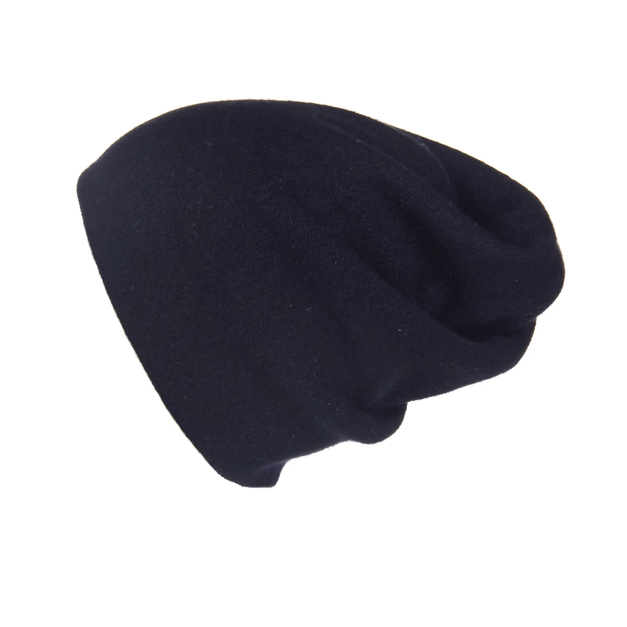 Reversible Slouchy Black Cashmere Hat