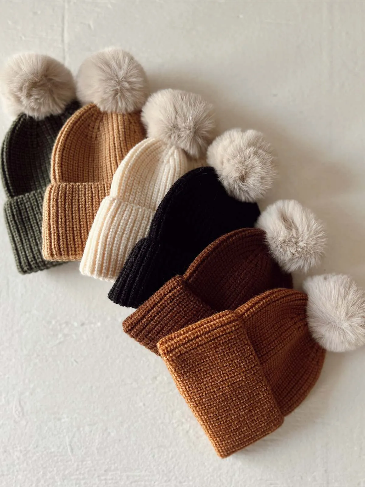 Rib Knit Fur Pom Hat, Wilderness