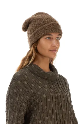 Ribbed Cuff Caramel Alpaca Wool Beanie Hat