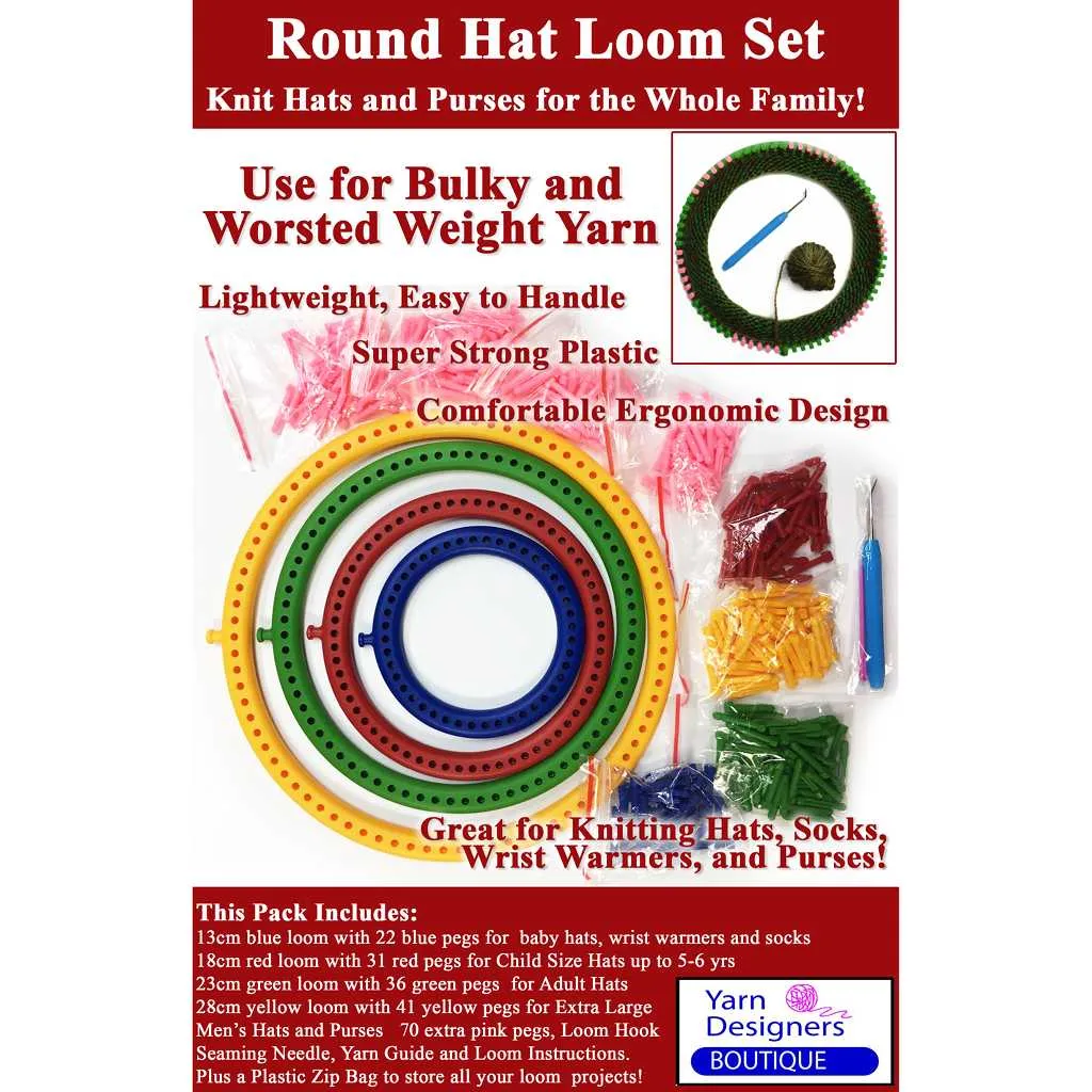 Round Knitting Loom Set with Removable Pegs