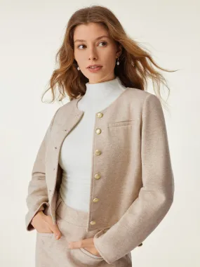 Round neck Button Placket Cropped Jacket