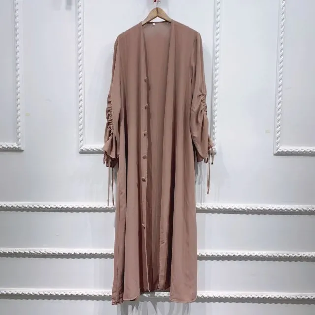 Ruched Long Sleeve Muslim Duster Jacket