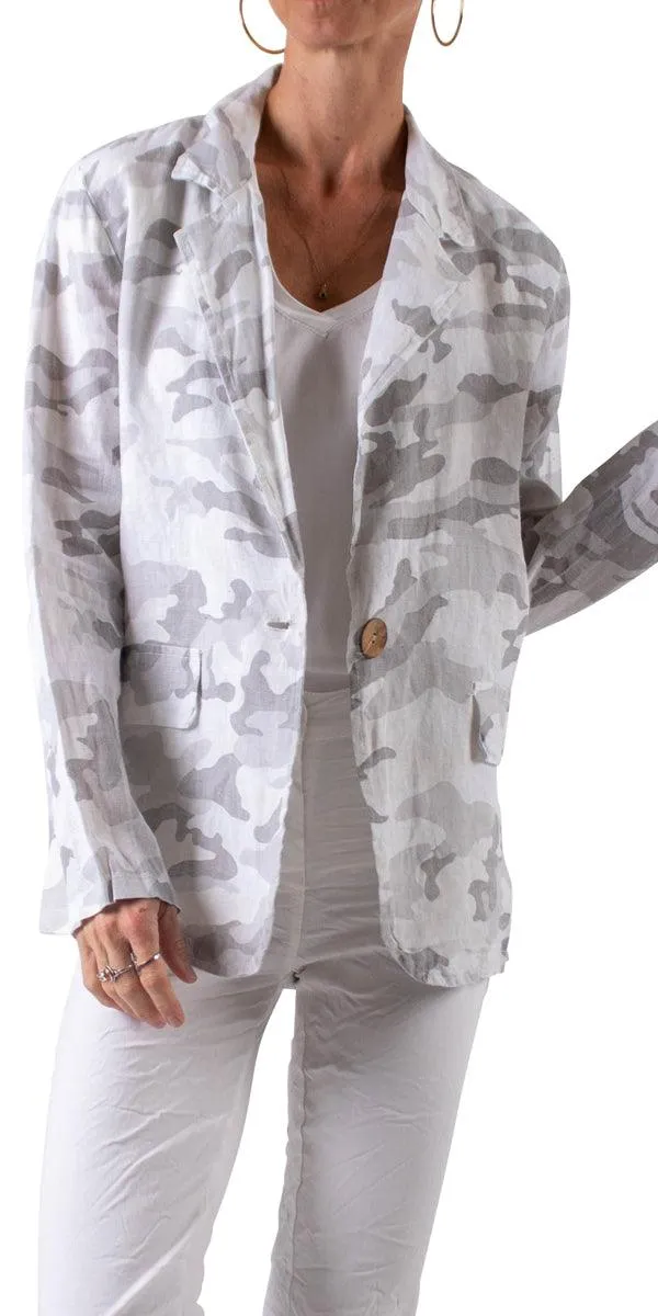 Sabrina Camo Linen Blazer