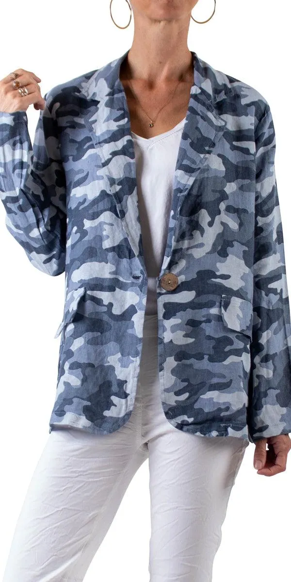 Sabrina Camo Linen Blazer