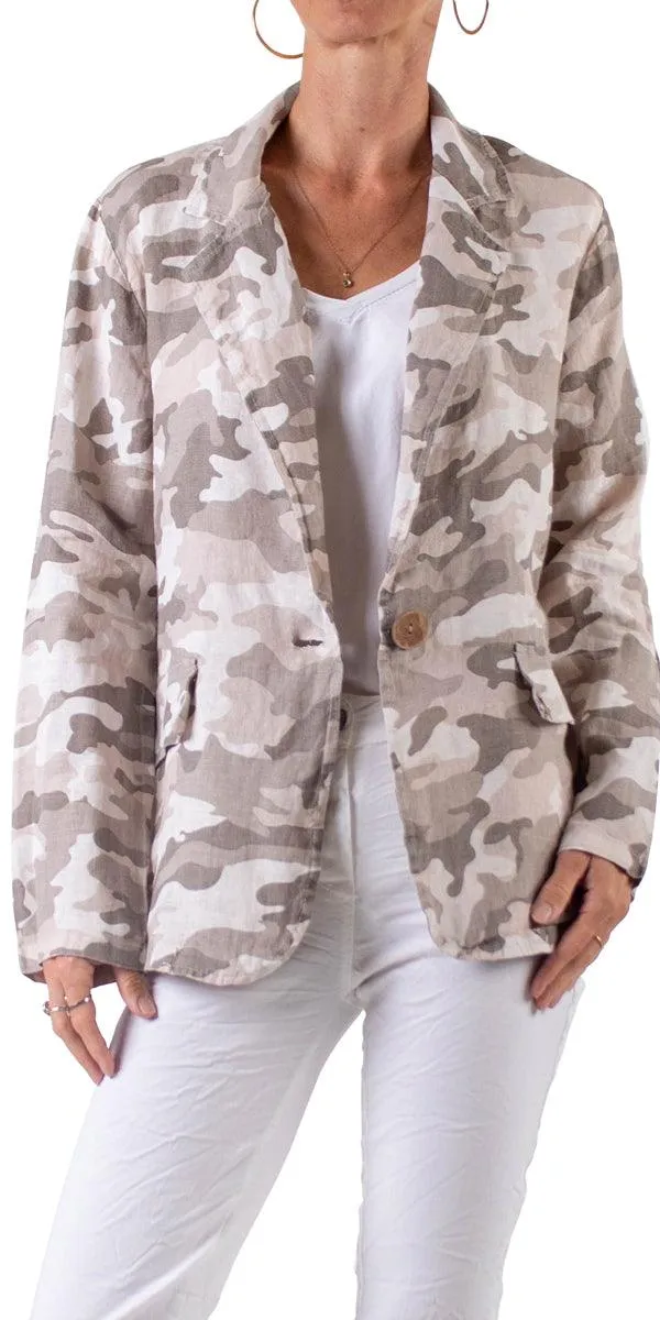 Sabrina Camo Linen Blazer