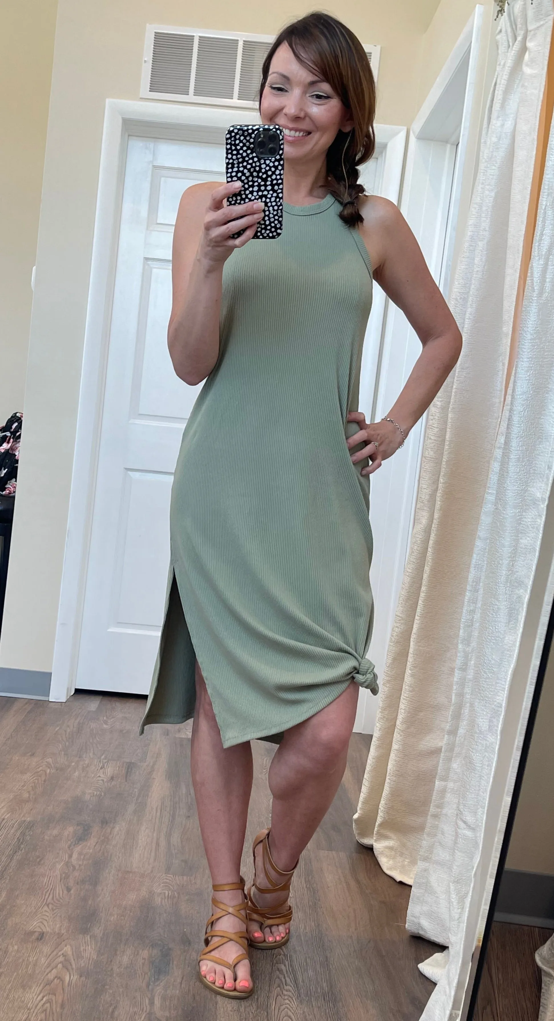 Sage Ribbed Tee Dress