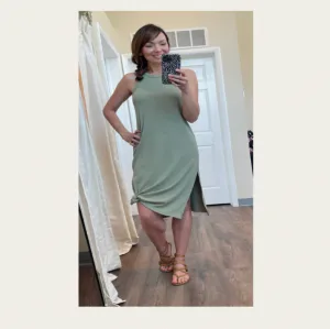 Sage Ribbed Tee Dress