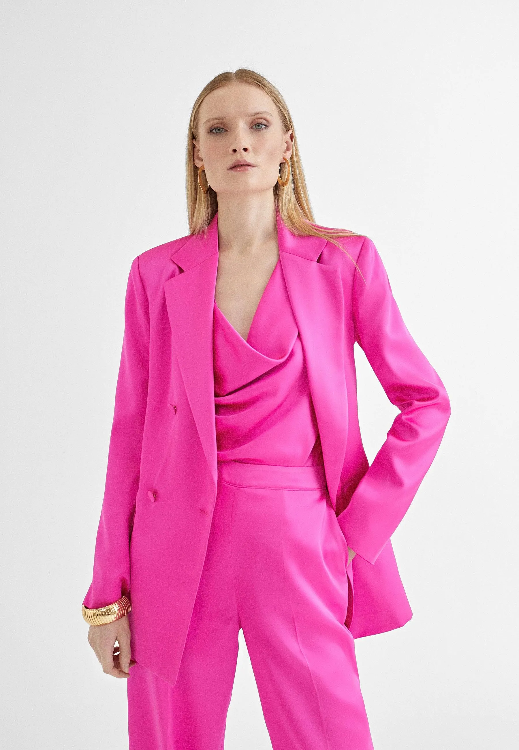 Satin crossover blazer