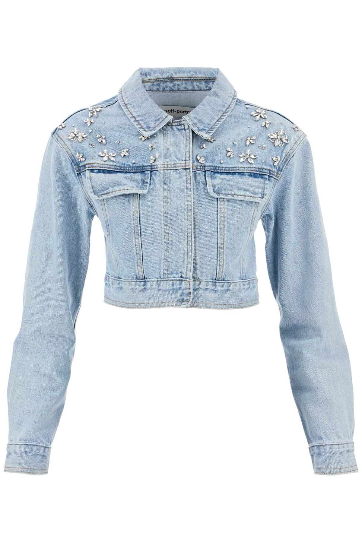 Self Portrait Cropped Denim Jacket For Women