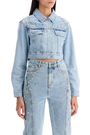 Self Portrait Cropped Denim Jacket For Women