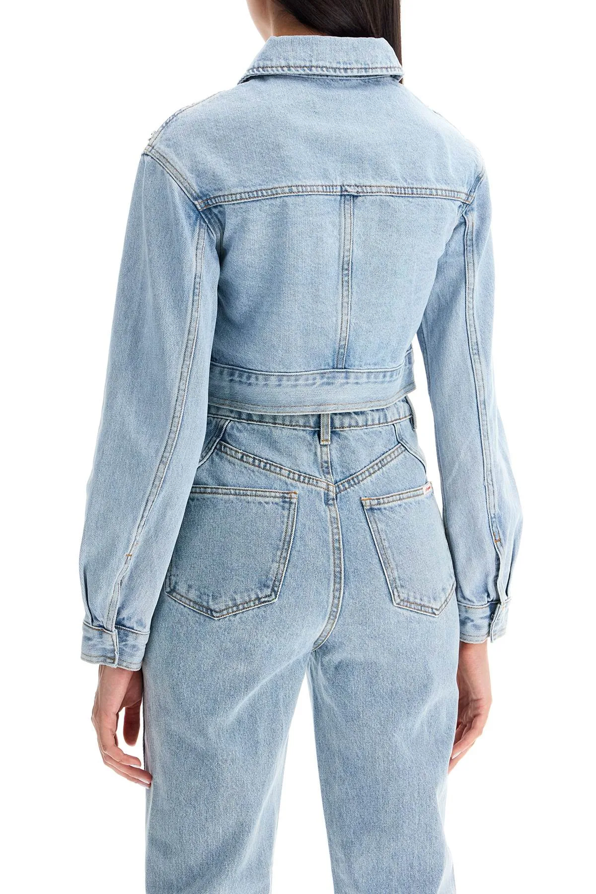 Self Portrait Cropped Denim Jacket For Women