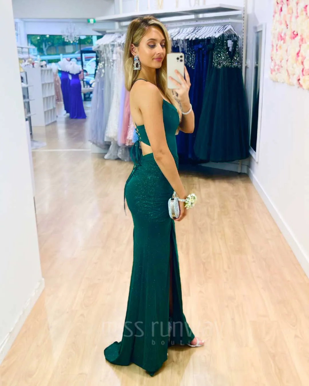 Sharni Glitter Gown - Emerald Green