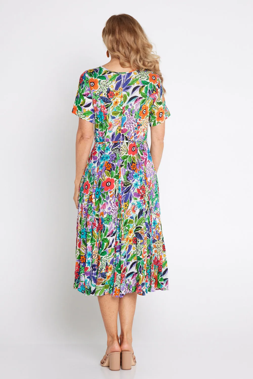 Short Sleeve Godet Dress - Welwyn Floral