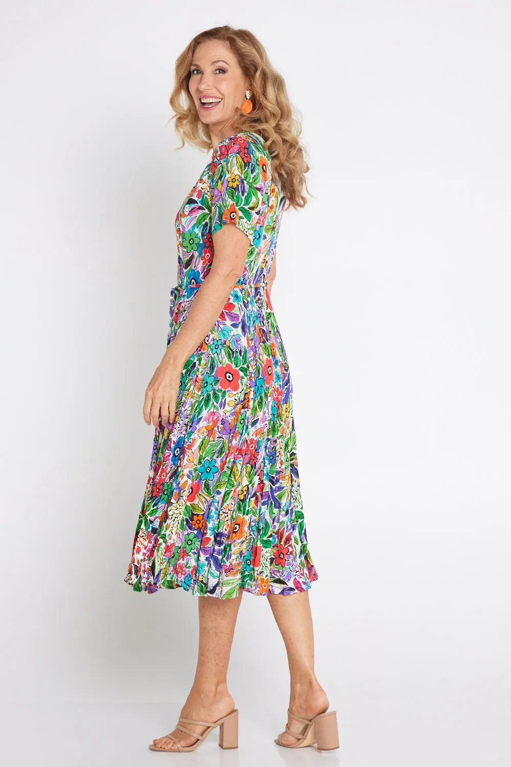 Short Sleeve Godet Dress - Welwyn Floral