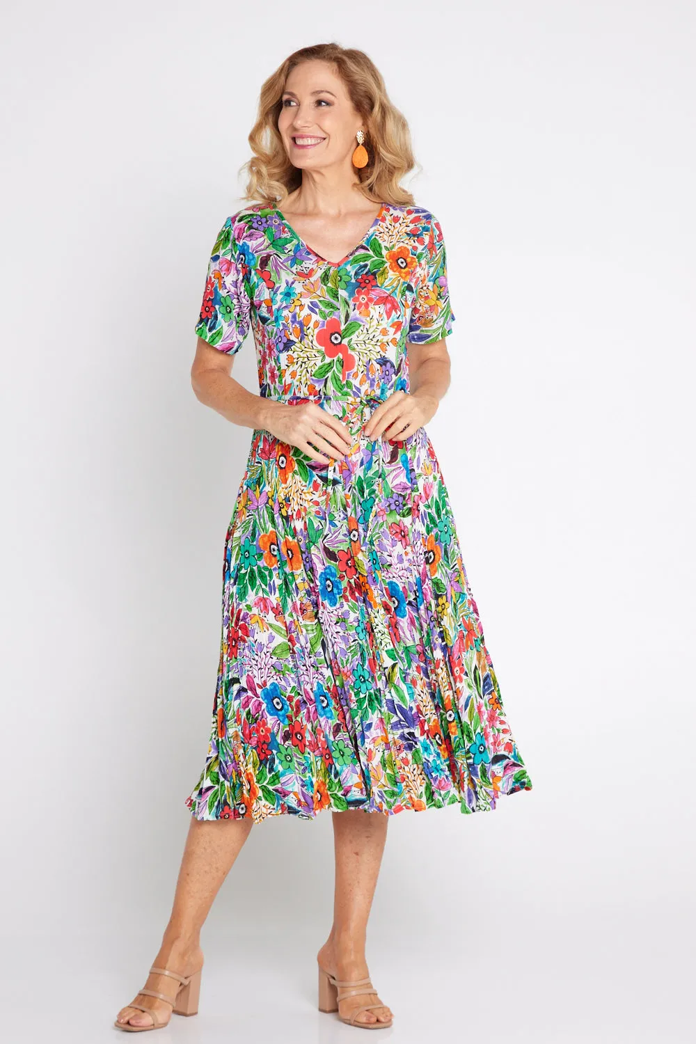 Short Sleeve Godet Dress - Welwyn Floral