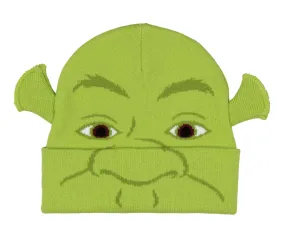 Shrek Costume Beanie Green Ogre Character Face Cuff Knit Beanie Hat w/ 3D Ears